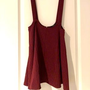 Maroon striped skirt with suspenders